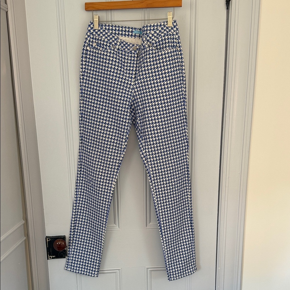J. McLaughlin Blue and White Houndstooth Women’s Pants